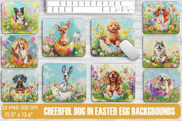 Celebrate Spring with Cheerful Dog in Easter Egg Backgrounds