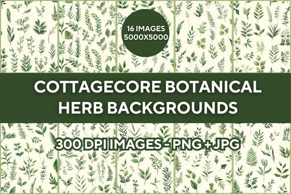 Cottagecore Botanical Herb Backgrounds: Design Uses & Appeal