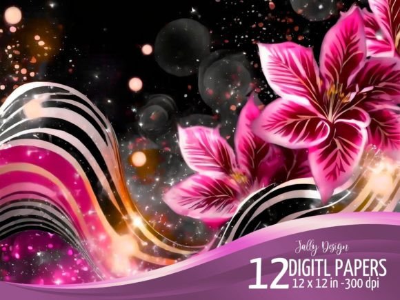 Dynamic Pink & Black Liquid Flow Art Backgrounds