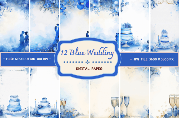 Elevate Your Aesthetic with Blue Wedding Digital Paper Backgrounds