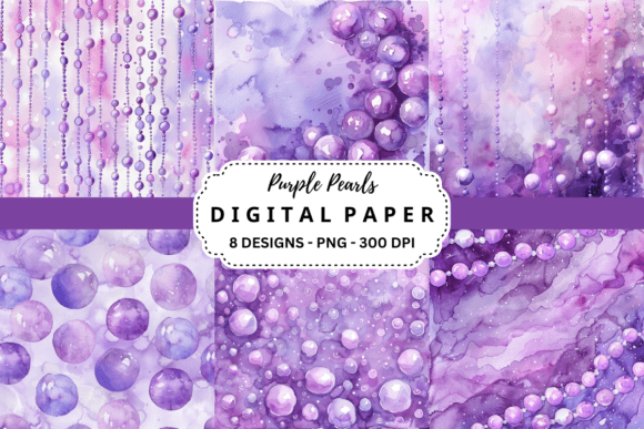 Elevate Your Projects with Purple Pearls Watercolor Backgrounds