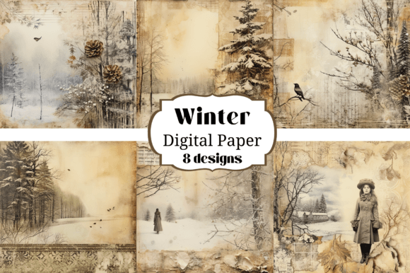 Embrace Winter's Warmth with 8 Sepia Digital Paper Backgrounds