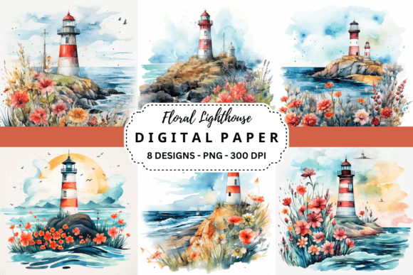 Floral Lighthouse Backgrounds: Where Nautical Meets Natural Beauty