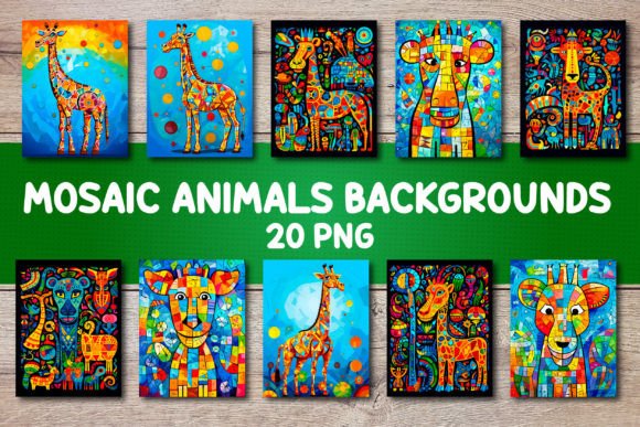 Mosaic Animals Backgrounds for Covers: A Creative Design Asset