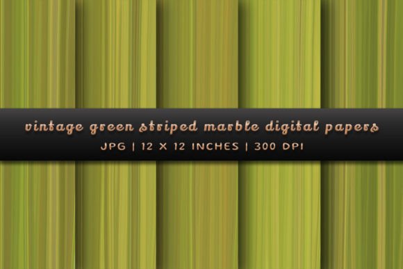 Timeless Green Striped Marble Digital Papers for Designers