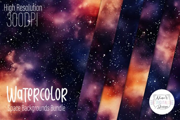 Watercolor Space Backgrounds Bundle: A Cosmic Creative Toolkit
